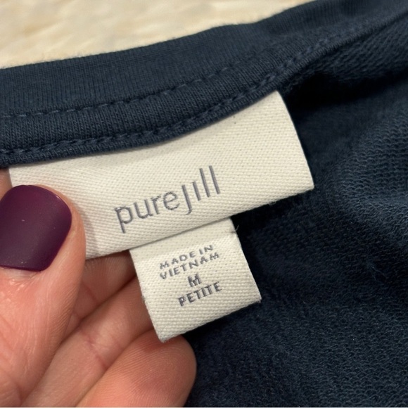 PureJill J. Jill Blue Ponte Dress Pockets Pima cotton modal Size medium petite - Picture 3 of 11